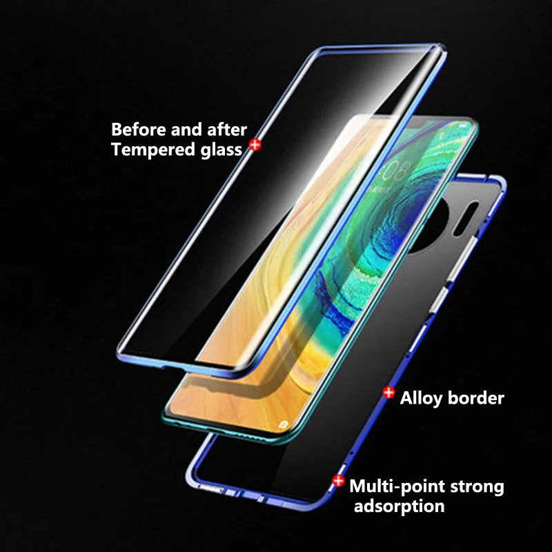 Металлический магнитный чехол из закаленного стекла для huawei Mate30 Pro Mate20X Mate20 Nova 5 5i Pro Nova4 Nova4E Nova3i Nova 6 SE