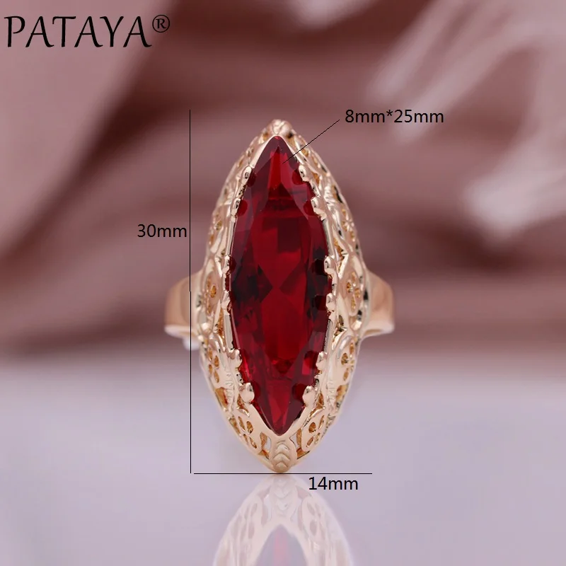 New Trend Wedding Party Fashion Jewelry Gift 585 Rose Gold Color Hollow Rings Horse Eye Natural Zircon Unique Women Rings