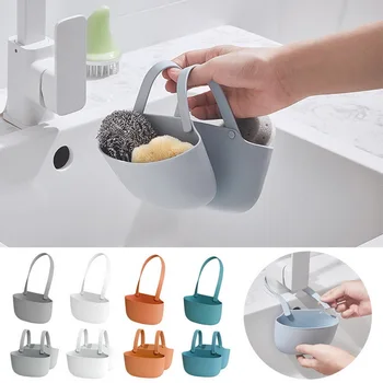 

Nordic TPR Sponge Storage Basket Drain Rack Brush Holder Home Storage Organizer Faucet Hanging Baskets Kitchen Bathroom Tool