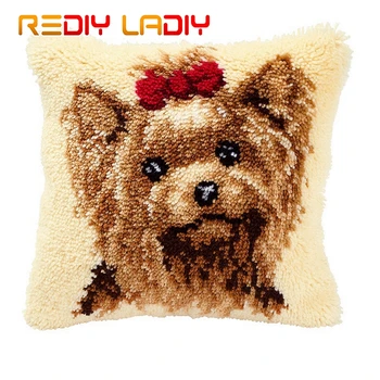 

Latch Hook Cushion Kit Baby Dog Pillow Case Crochet Hobby & Crafts DIY Yarn for Embroidery Art Cushion Cover Sofa Bed Pillows