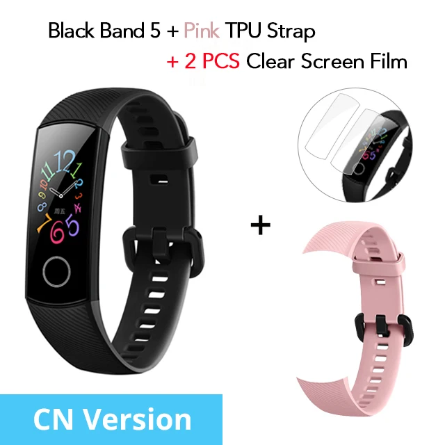 Huawei Honor band 5 глобальная версия smartband AMOLED huawei smartwatch heart rage ftness трекер сна swiming sport trakcer gps - Цвет: CN N Pink