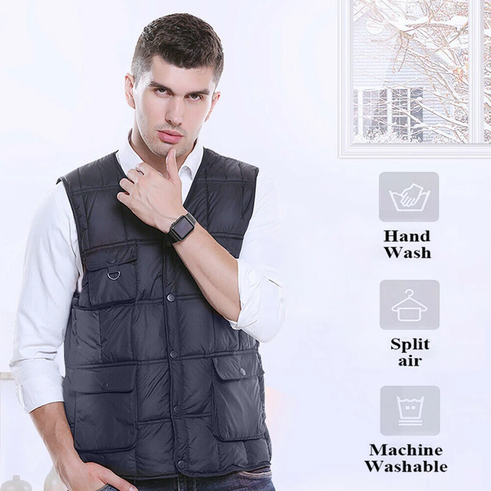 Men 3 Modes USB Charging Winter Adjustable Warm Infrared Smart Pain Relief Outdoor Electric Heating Vest Carbon Fiber Washable
