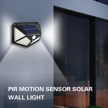 

100 LEDs Solar Street Light Outdoor Wall Lamp PIR Motion Sensor Garden Fence Porch LED Solar Light luces solares para exterior