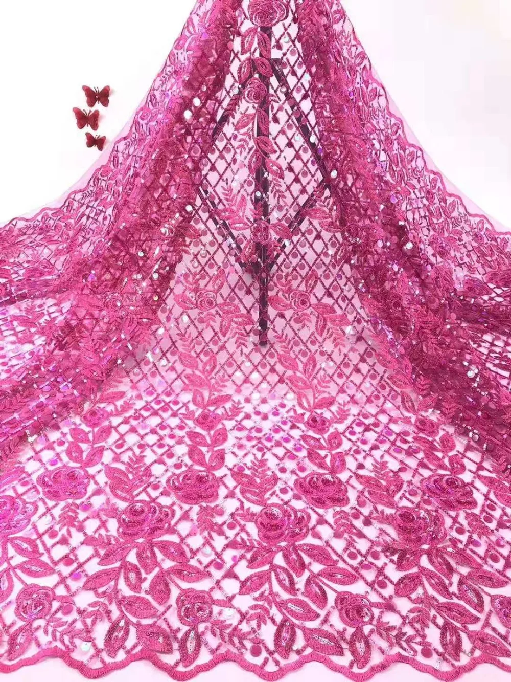 2019 African  french Laces cord lace cotton lace Nigerian 3D Guipure  High-quality  African French Net Lace Fabric (9)