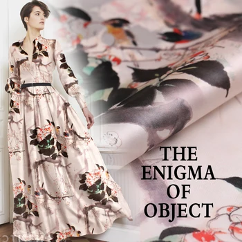 

Brids Flower Print 100% Pure Raw Silk Organza Satin Fabric Dress Material