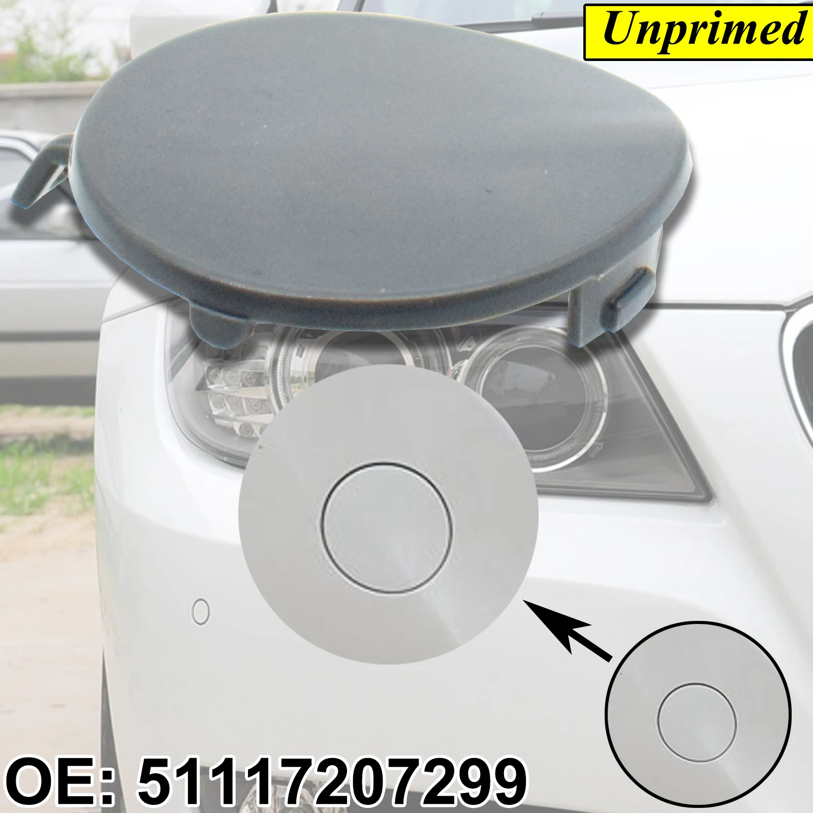 

Unprimed Front Bumper Tow Eye Hook Cover For BMW 3 Series 328i xDrive 335i 320d 318i 320d 335d Towing Trim Lid Cap 51127207299