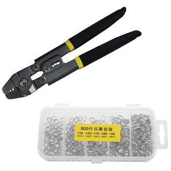 SPECIAL OFFER ❤️ 500Pcs High Carbon Steel Double Loop Fishing Ring Split Clip with Fishing Crimping Pliers Crimp Sleeves 0.1mm-2.2mm - discount item 53% OFF Sports & Entertainment