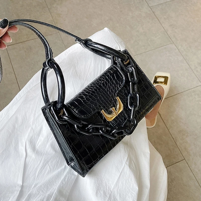 

Sac A Main Chain Small PU Leather Armpit Bags For Women 2021 Solid Color Shoulder Handbags Female Travel Hand Bag Tote Bags