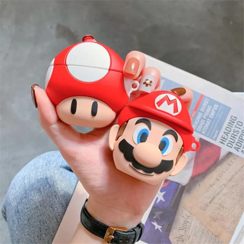 

Hot New Super Mario Airpods Bag Cosplay 3D Badge Bluetooth Headset Silica Gel Protection Box Fashion Cartoon Cute Facny Gift