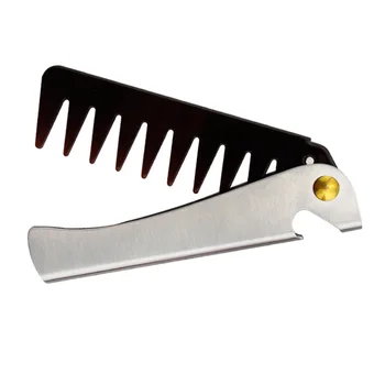 

1PC Stainless Steel Handle Comb Foldable Hair Comb Portable Pocket Comb Styling Comb for Husband Father Men (Narrow Tooth)