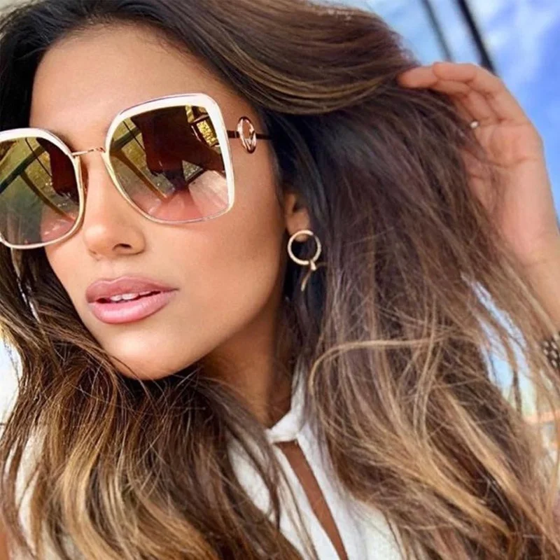 

High Quality Elegant Ladies Cat Eye Sunglasses Women Vintage 2019 Luxury Brand Square Sun Glasses For Female Metal Frame Gradient Shades Brand Design Women Sun Glasses UV400