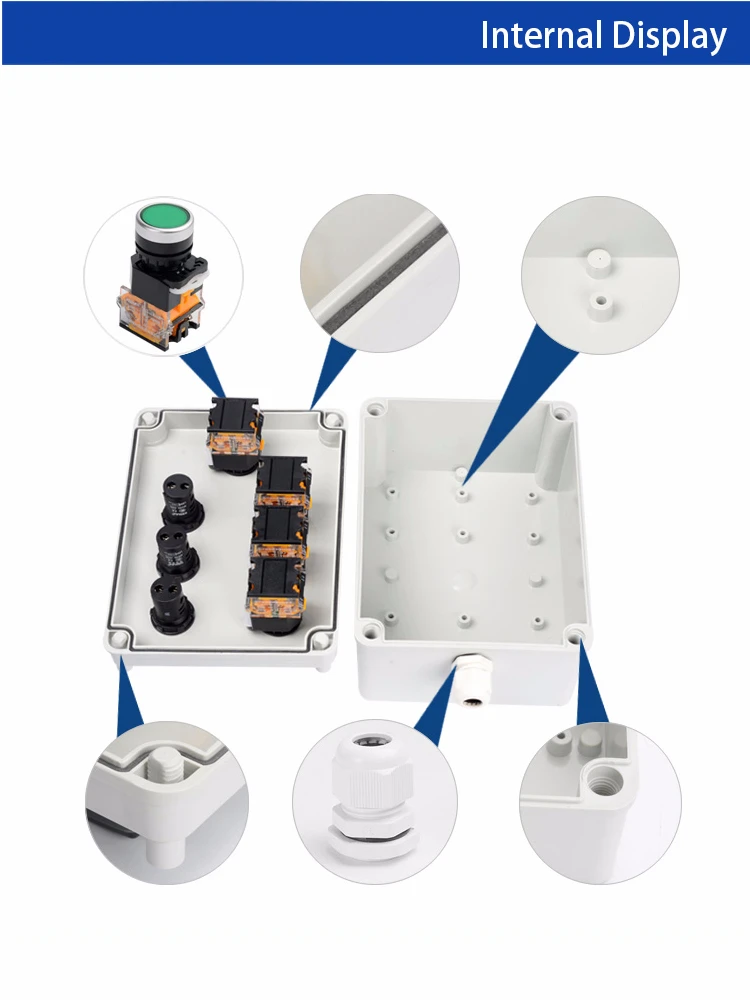 Boîte à boutons intérieure et extérieure, interrupteur d'arrêt d'urgence, réinitialisation de l'alimentation, alarme, fer, porte, ascenseur, moteur, boîte de commande électrique