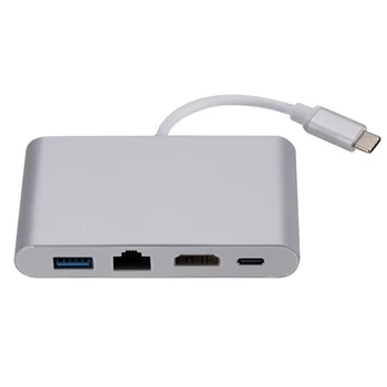 

USB C To HDMI 4K High Quality RJ45 Gigabit Ethernet USB 3.1 Type C Hub Indoor Adapter Portable Transmission Easy To Install