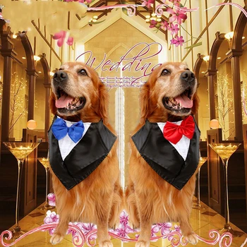 

Adjustable Wedding Tuxedo Large Dog Scarf Golden Retriever Bow Tie Necktie Collar Scarf Dog Accessories Pet Necktie