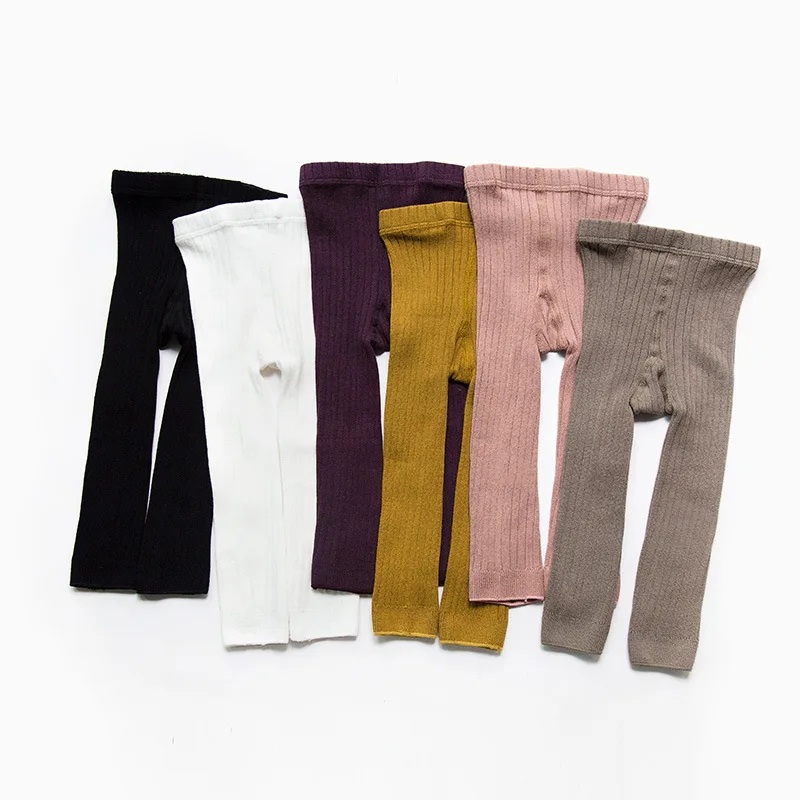 2020 0-5 Years Kids Knitted Leggings Baby Boys Girls Trousers Ribbed Spring Autumn Ankle-length Pants for Children |
