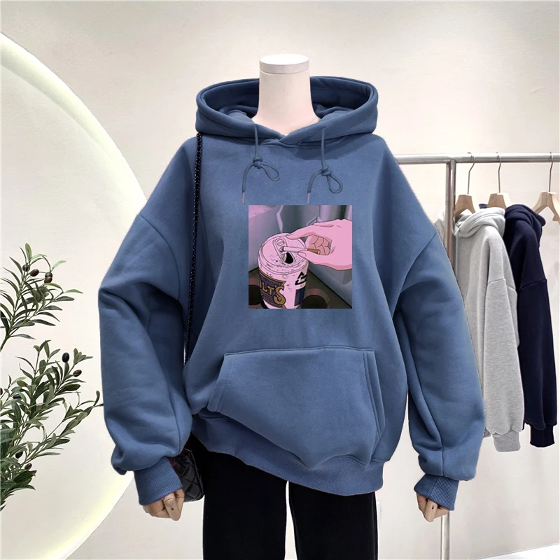 Sad аниме Vaporwave толстовка женская зимняя с капюшоном Эстетическая Япония Otaku