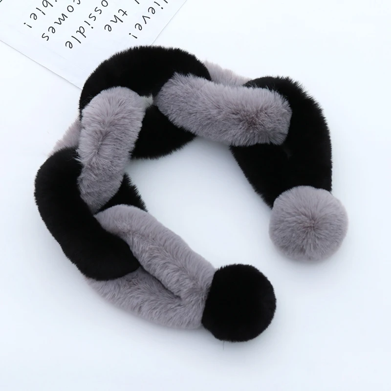 Kids Girls Winter Warm Ring Scarf Plush Faux Rabbit Fur Ring Scarves Patchwork Color Collar Wrap Winter Soft Neck Warmer Scarves