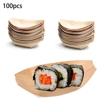 

Disposable Wooden Food Boats Compostable Serving Trays Plates for Snacks Nibbles