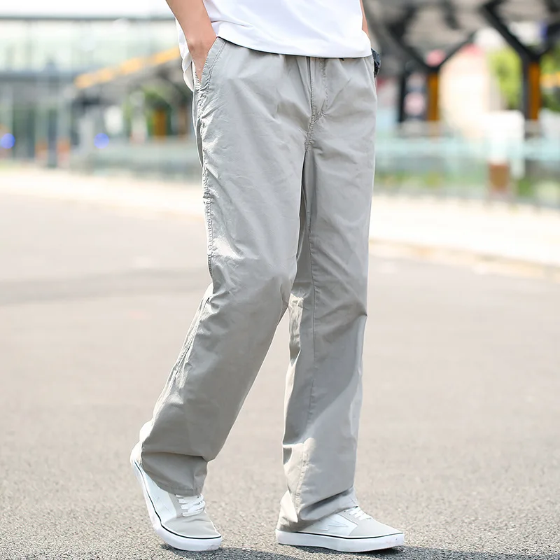 Yomiafy Mens Solid Color Loose Casual Pants Outdoor Plus Size Pocket Trousers 