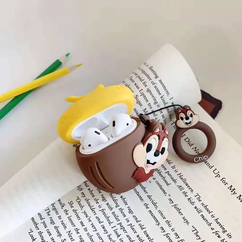 Super cute 3D Stitch cartoon silicone protection ring lanyard Wireless Earphone Charging case for AirPods 1 2 Bluetooth cover - Цвет: 7