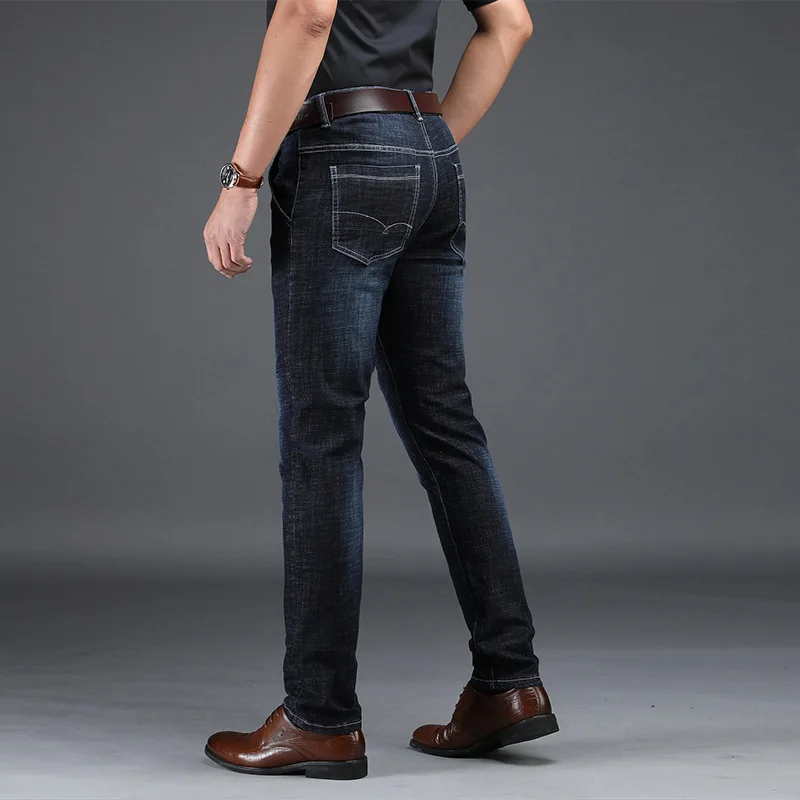 Мужские осенние новые джинсы модные бизнес досуг стрейч прямые цилиндрические мужские брюки молодых мужчин брюки