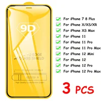 3PCS 9D Volle Abdeckung Schutz Glas Für iPhone 12 11 Pro Max 12 Bildschirm Protector Für iPhone XS Max XR X 7 8 Plus Gehärtetem Glas