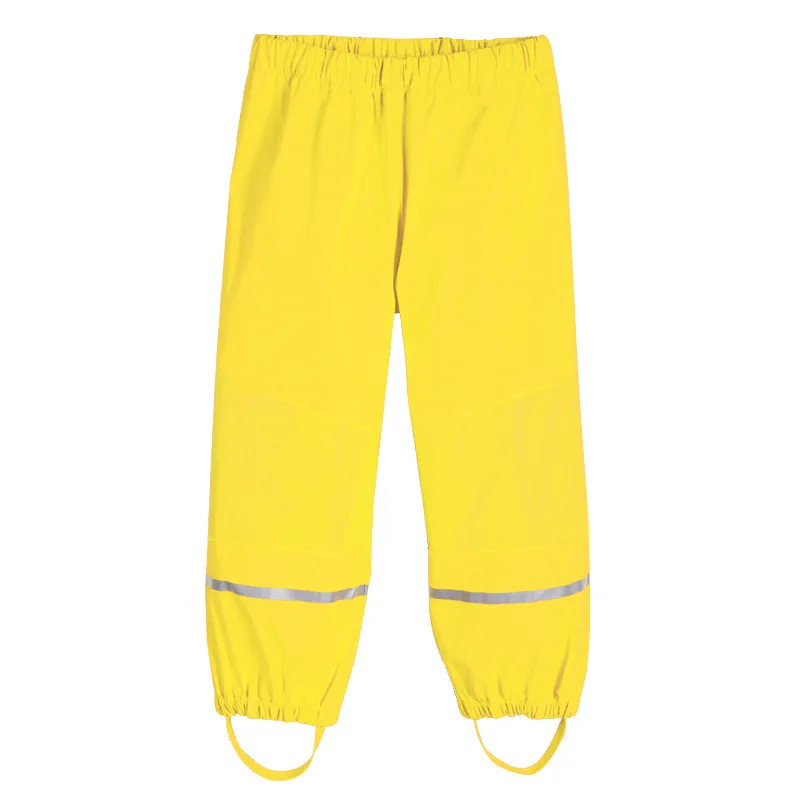 yellow Dollplus/весенние непромокаемые штаны для девочек и мальчиков детская одежда плащи из искусственной кожи, пончо, уличные штаны водонепроницаемые ветрозащитные дышащие - Цвет: yellow