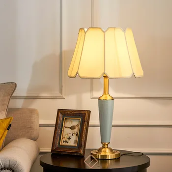 

all copper desk lamp bedroom bedside reading desk lamp hotel room American style villa cloth art all copper desk lamp