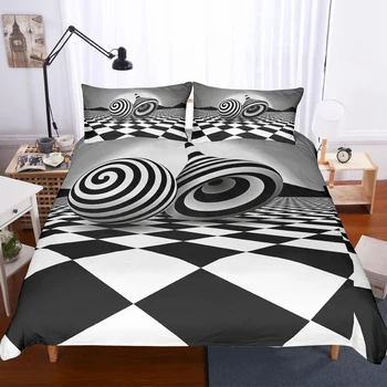 

Black White Geometric Bedding Set Bedroom Decor 100% Microfiber Hypoallergenic with Zipper 1PC Duvet Cover with Pillowcases