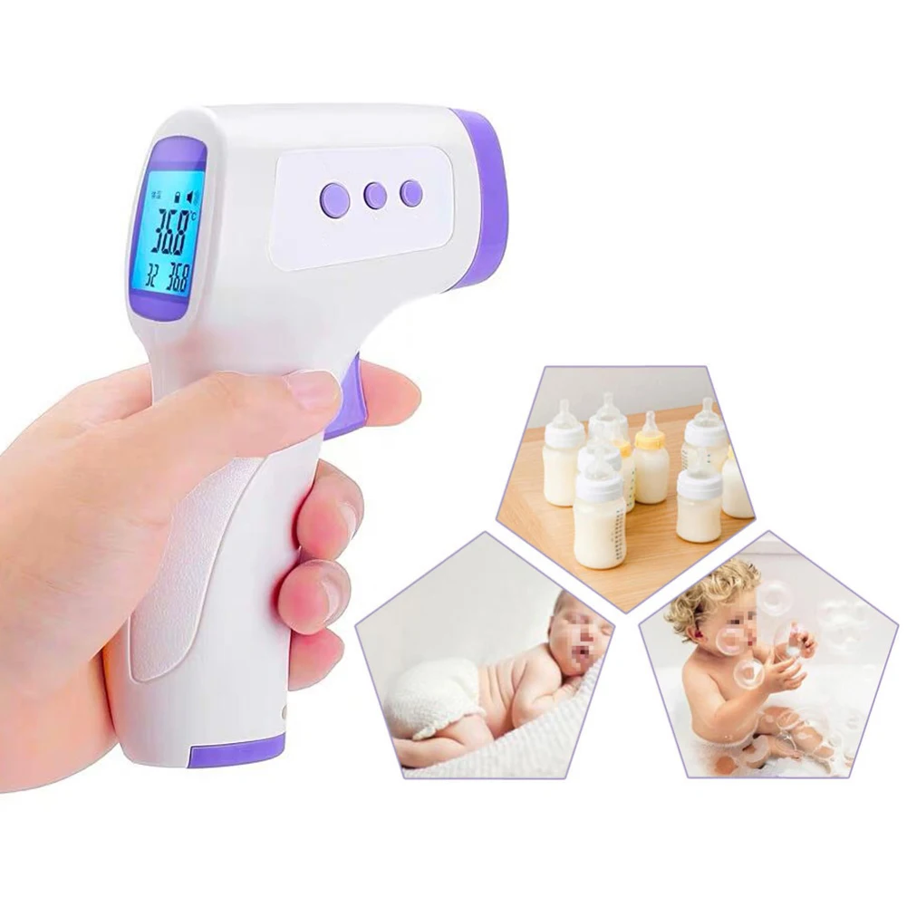 

Portable Digital 3 Color Backlight Non-contact Infrared Forehead Thermometer