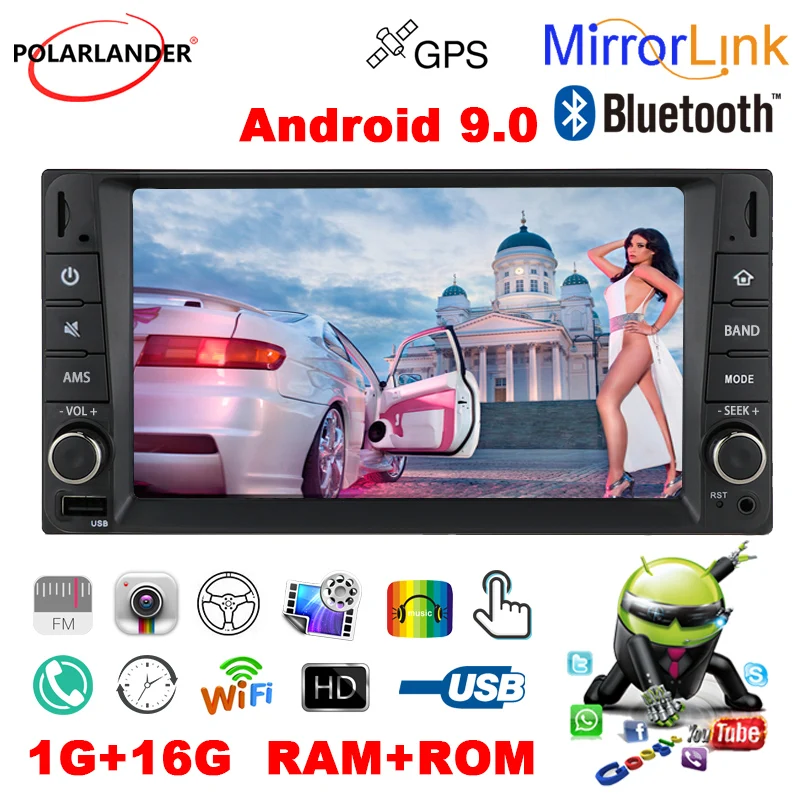 

Автомагнитола 2 DIN с 7-дюймовым сенсорным экраном, поддержкой IOS, Android 9,0, Wi-Fi, GPS, FM, Bluetooth 4,0