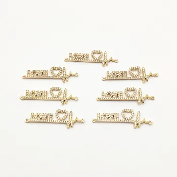 

New arrival! 12x36mm 30Pcs Cubic Zirconia/Copper Connector for Necklace/Earrings DIY making parts,Jewelry Findings & Components