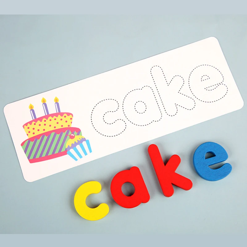 Wooden Jigsaw Spelling Word Game Wooden Toy Early Education Jigsaw Puzzle ABC Alphabet Jigsaw Preschool Education Baby Toy gift