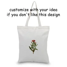 Сумка-тоут, Цветочная сумка для покупок, индивидуальная печать, логотип, повседневное использование, канва для DIY, эко, многоразовая утилизация текста