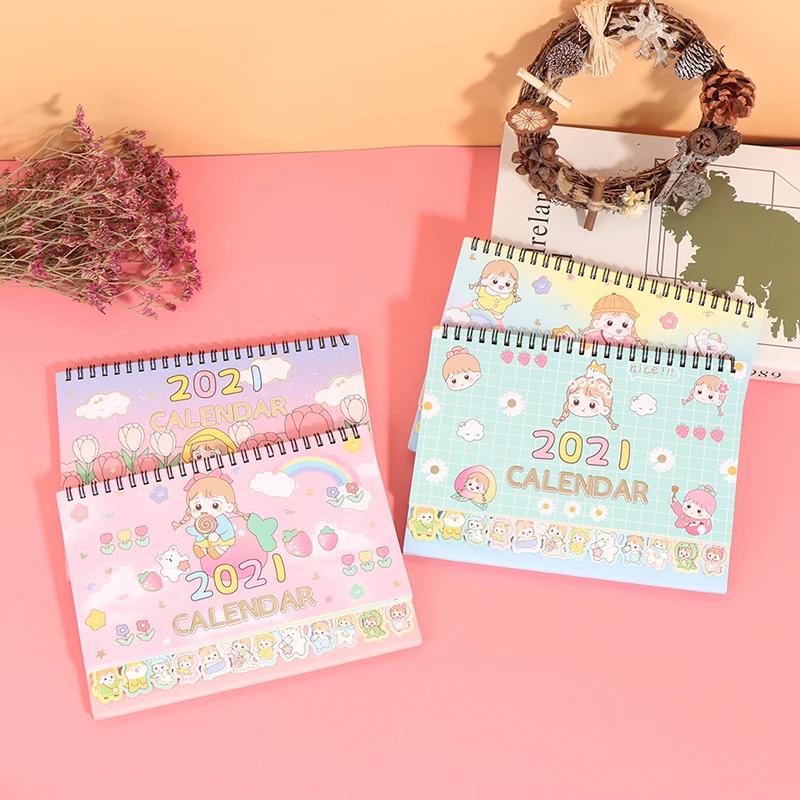 Mini calendario creativo de escritorio, decoración de personalidad, calendario de notas de trabajo, Plan de Año Nuevo, 2021