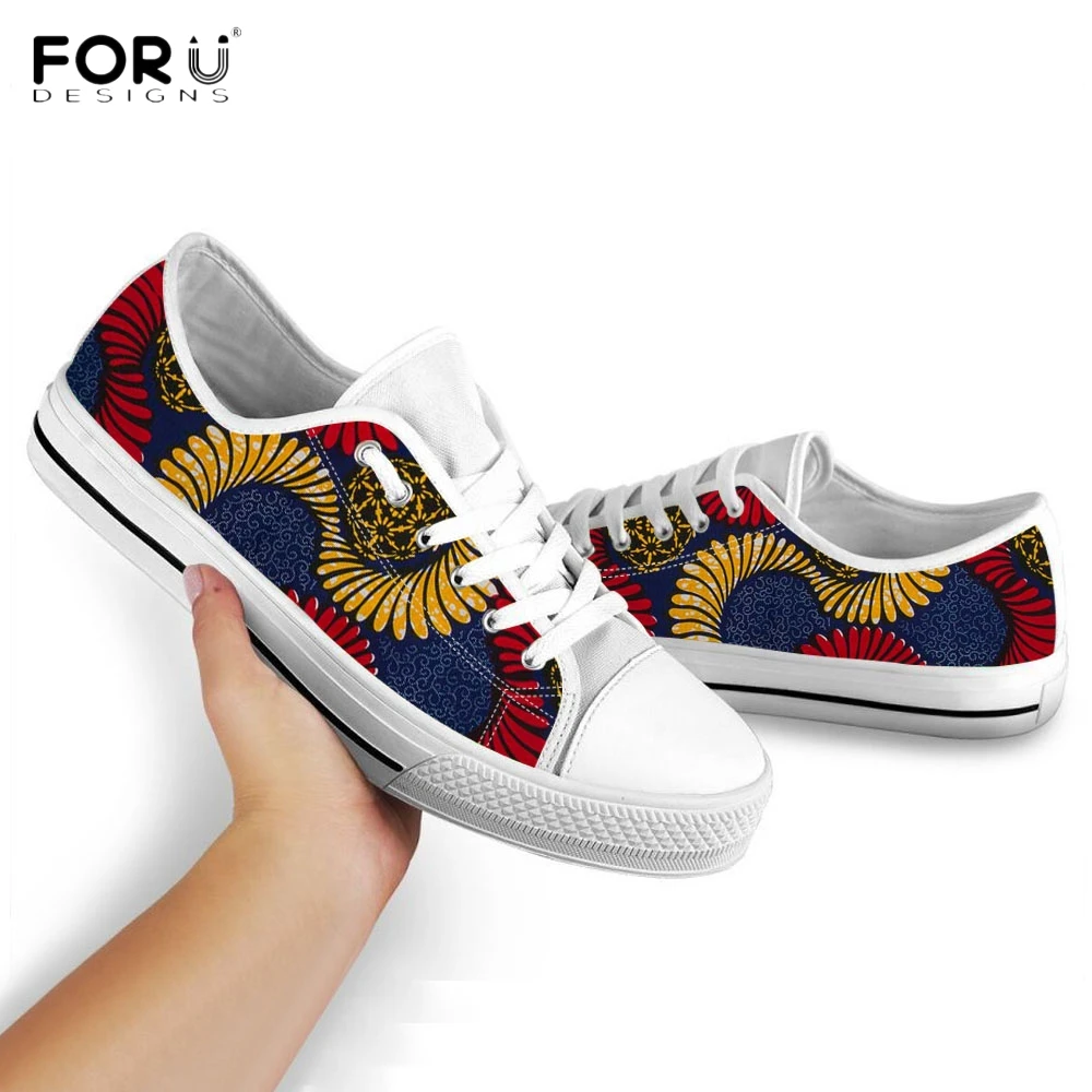 

FORUDESIGNS Tribe African Floral Pattern Women Low Top Canvas Shoes Casual Spring/Autumn Lace Up Sneakers Breath Female Footwear