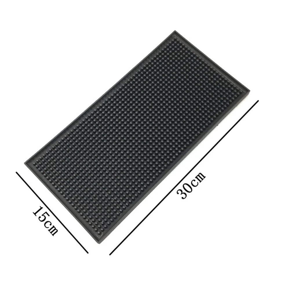 black 15cmx30cm Нескользящий Резиновый коврик для бара, стеклянный поддон для пивных напитков, барный коврик LE66 - Цвет: black 15cmx30cm
