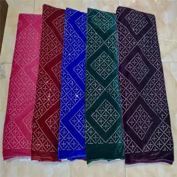 

2020 green Latest African Net Lace Fabric Purple High Quality stones Nigerian Lace Fabrics 5Yards French Tulle Lace Material