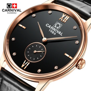 

Relogio Masculino Carnival Brand Men's Quartz Watch Men Fashion Waterproof Rose Gold Silver Thin Dial Business Wrist Watch Clock