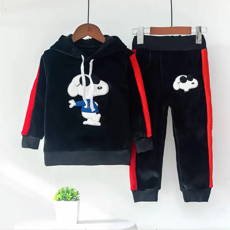 Серебристый Коллекция года, roupas infantis menino, комплект спортивной одежды, бархатные толстовки с Минни Маус+ штаны, комплект из 2 предметов, Весенняя детская Рождественская Suit1-7y для мальчиков - Цвет: Серебристый