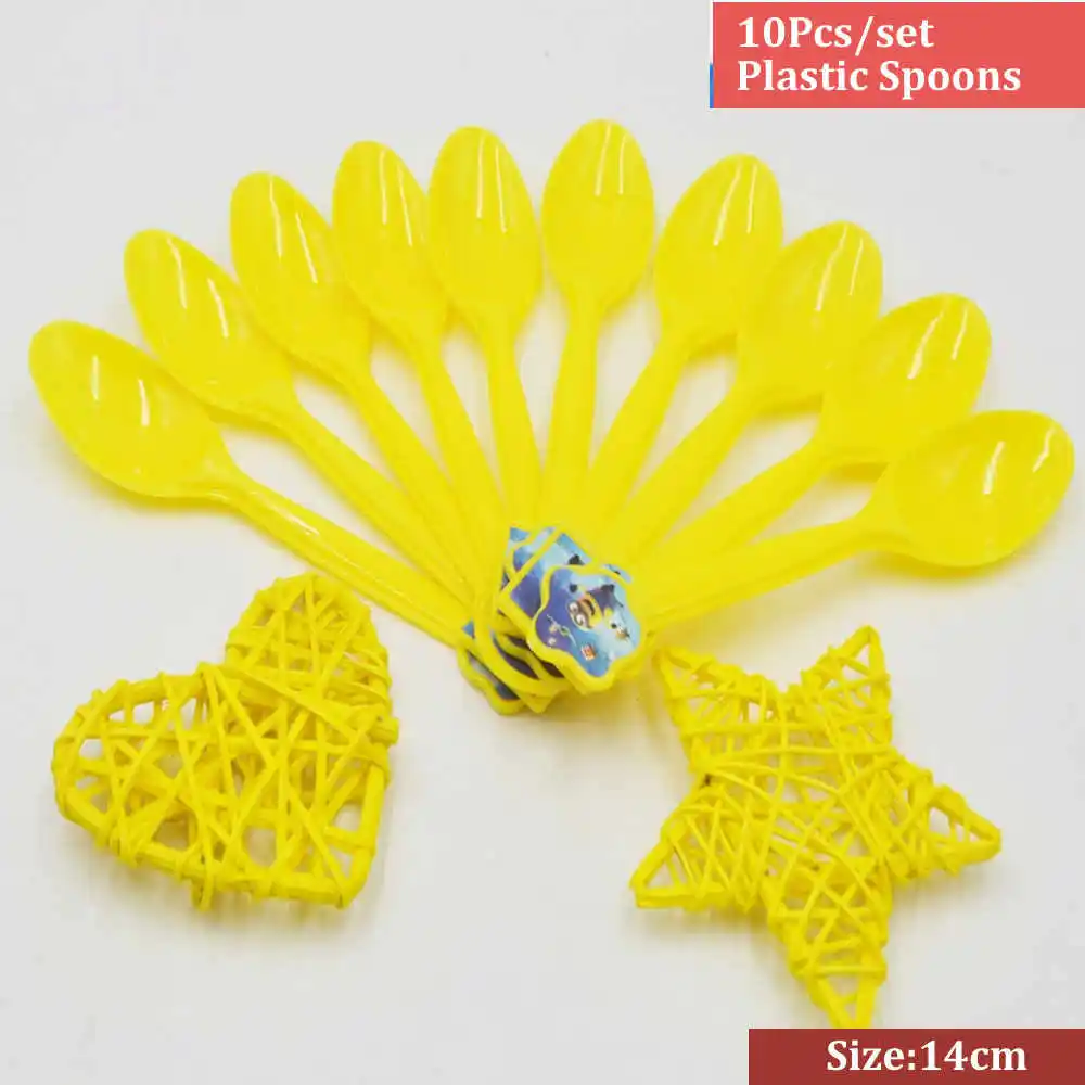 10pc Spoons 10 шт./компл. плакат с миньонами и флагами мультфильм тема вечерние для детей с днем рождения украшения тематические праздничные детские - Цвет: 10pc Spoons