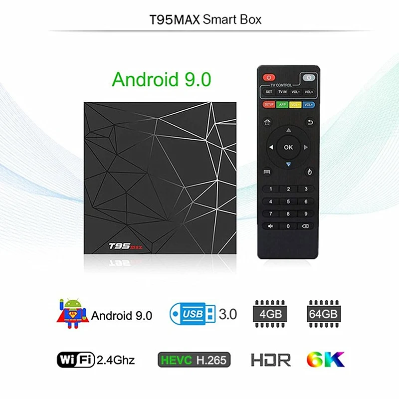 Android 9,0 ТВ приставка 4GB32GB 64GB T95 Max Смарт ТВ приставка Allwinner H6 четырехъядерный 6K HDR 2,4 GHz Wifi T95MAX приставка медиаплеер