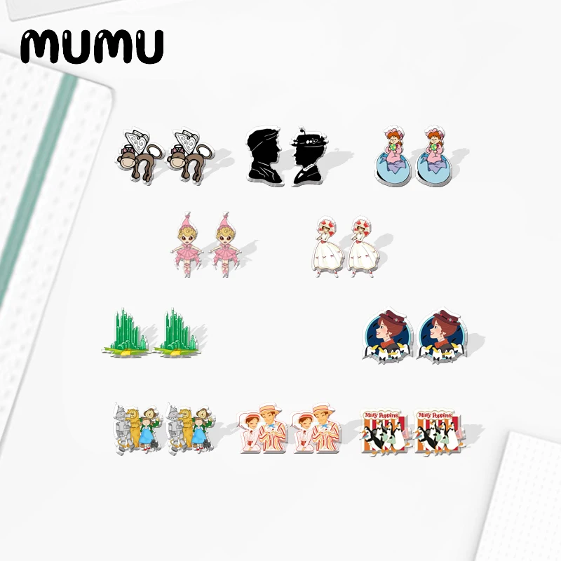 2021 Новинка Мэри Поппинс серьги-гвоздики в форме Забавный эпоксидные украшения