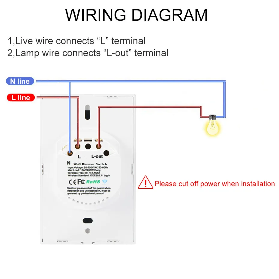 Выключатели со светодиодным индикатором Smart Wifi Переключатель 220V/110V затемнения
