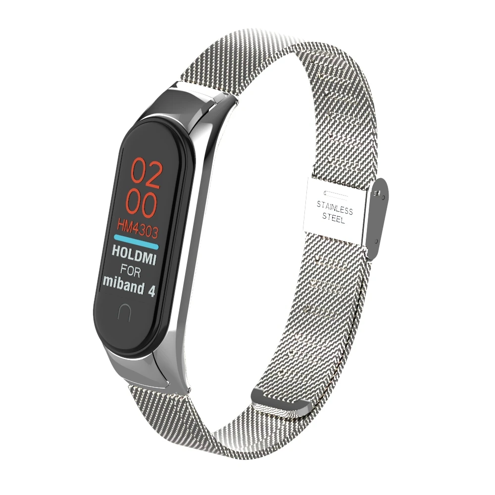 HANGRUI mi Band 4 из нержавеющей стали градиентный цвет металлический стальной ремешок для Xiaomi mi Band 4 браслет сменный ремешок подарок 1p пленка