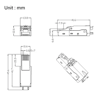 

10pcs/set Tool-Free Zinc Alloy Shielded RJ45 Cat 7 Terminal Plug Cat7 Connector 649E