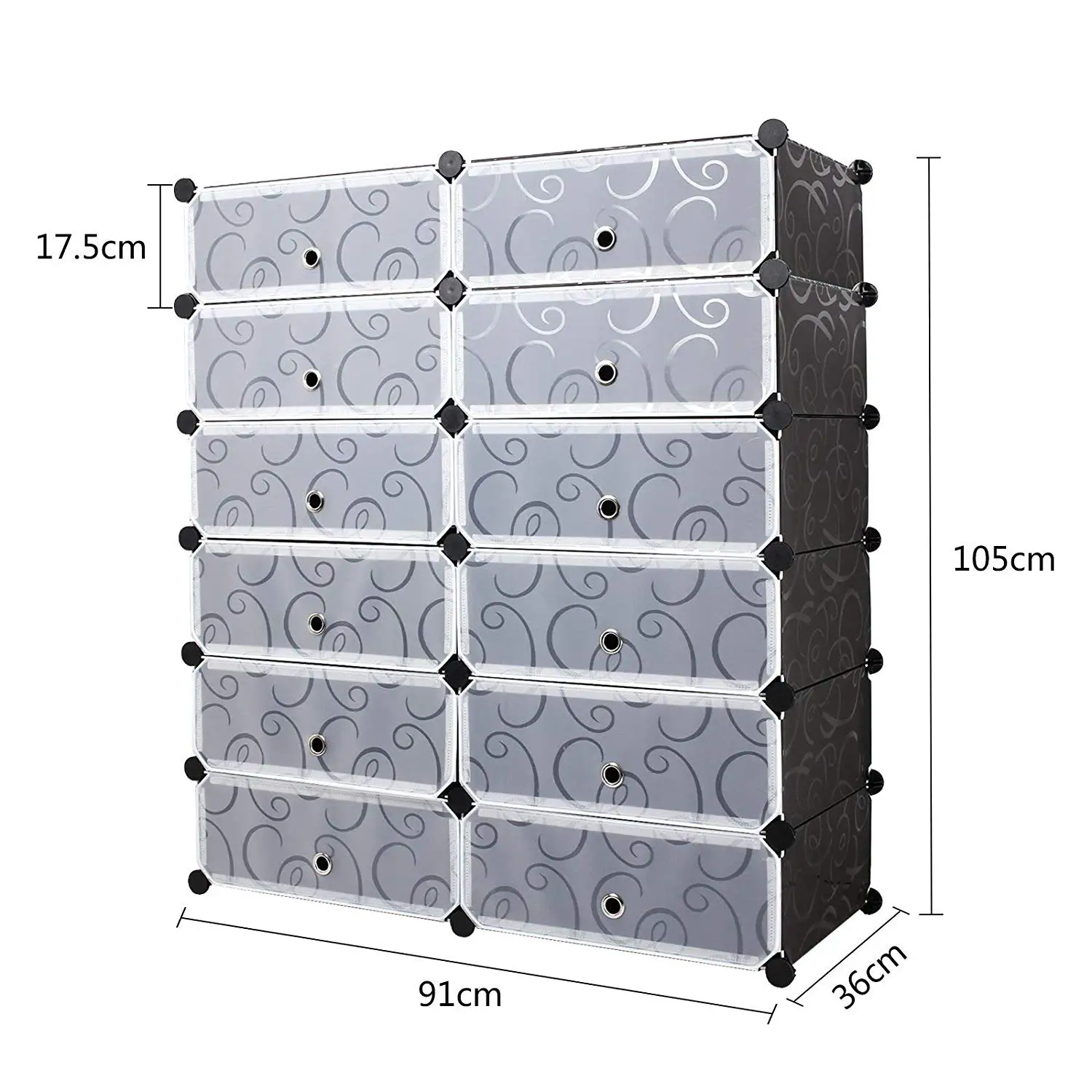 Black 12 Cube Plastic Shoe Cabinet Diy Shoe Rack Storage Shoes