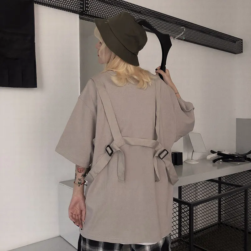 Woherb/уличная одежда Harajuku с круглым вырезом и длинным рукавом Женские футболки с принтом бандажные свободные BF Стильные топы Женская корейская мода 91481