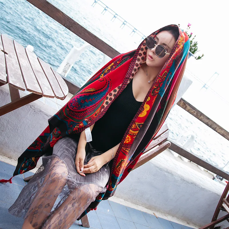 Scarf female summer travel driving sunscreen air conditioning shawl wild dual-use scarf double-sided beach towel