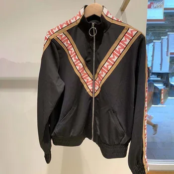 

Women Jacket 2020 Spring / Summer New Casual Sports Color Matching Zipper Side Strip Women's Jacket and Pant Suit